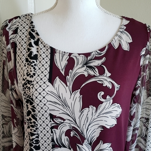 ALFANI TUNIC W/SHEER LONG SLEEVES SZ M - Picture 4 of 8